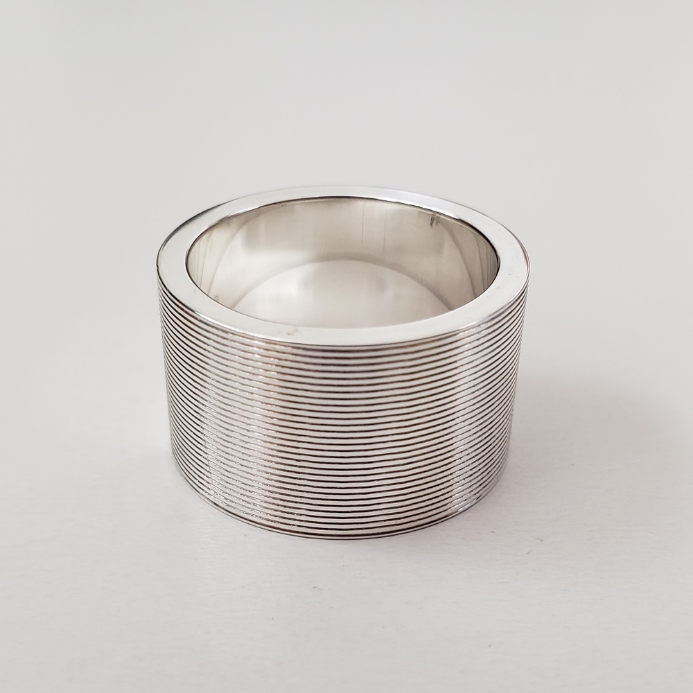 Gucci Trademark Stripes Sterling Silver Ring Size 6.5 Italian Size 14 - Picture 7 of 8